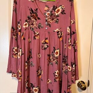 Altar'd State Dusty Mauve Floral Wrap Dress